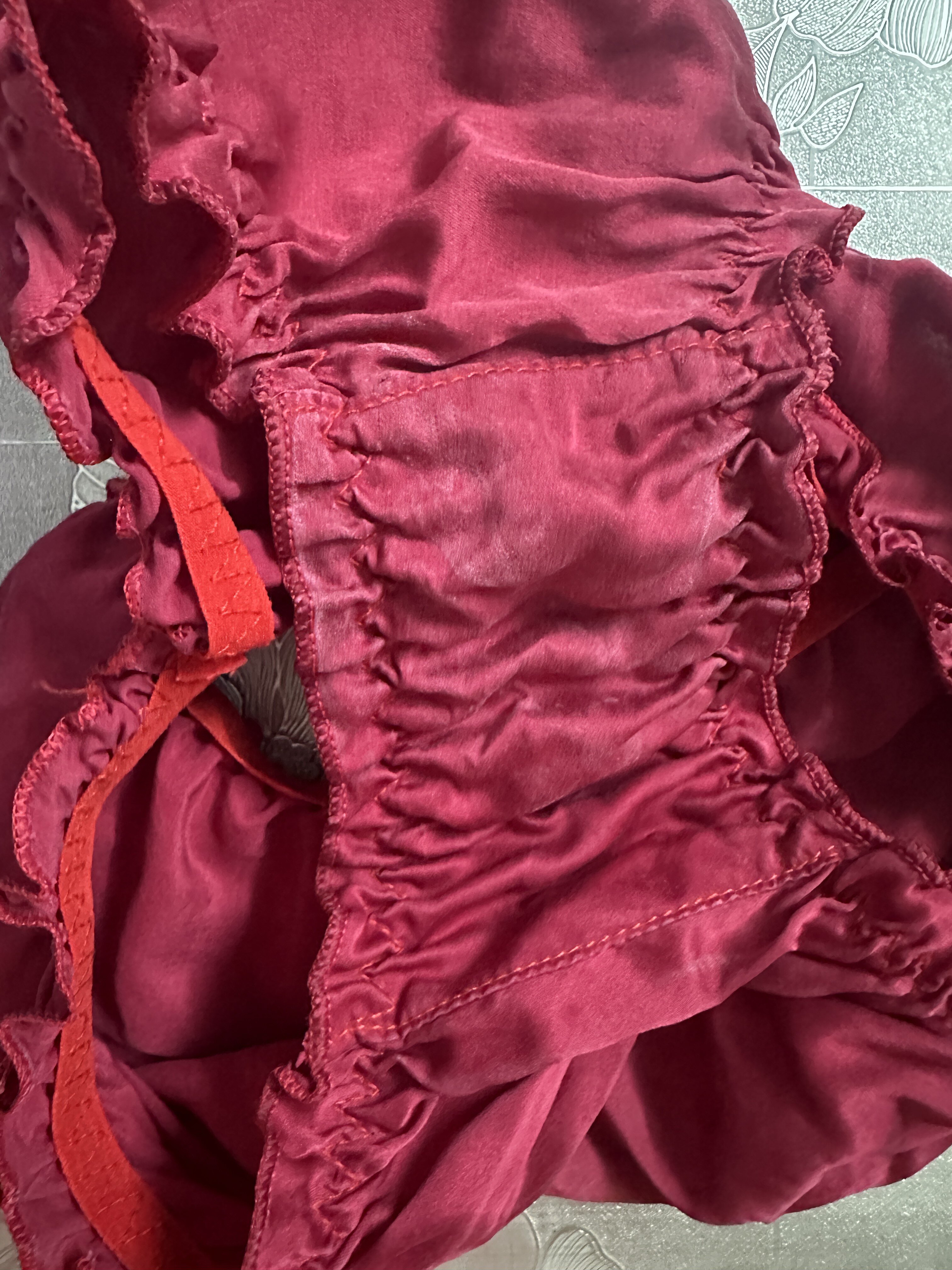 好货真不贵 高档女士真丝内裤荷叶边素绉缎低腰女真丝内裆三角裤