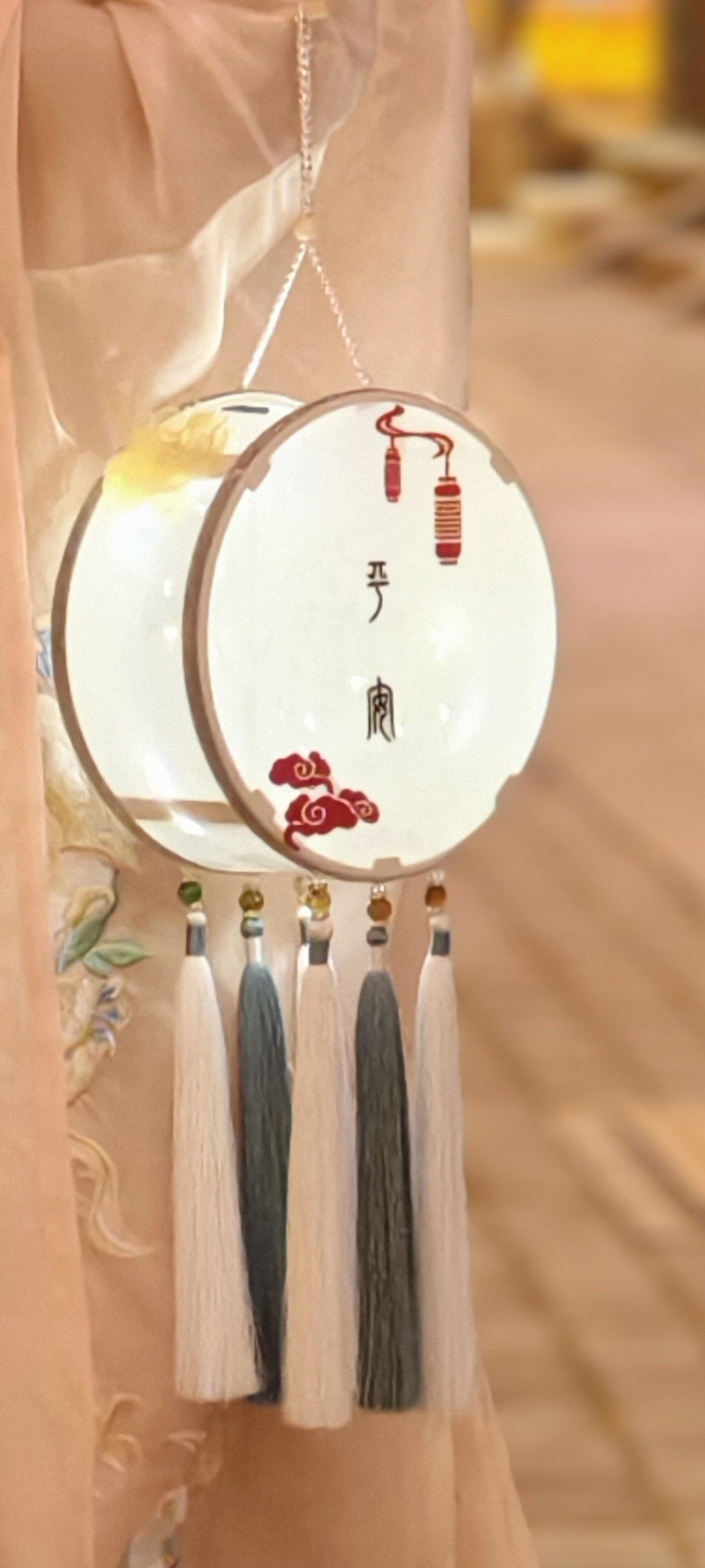 手提发光灯笼手工丝绸古风宫灯中秋节花玉月兔子创意礼物汉服中式