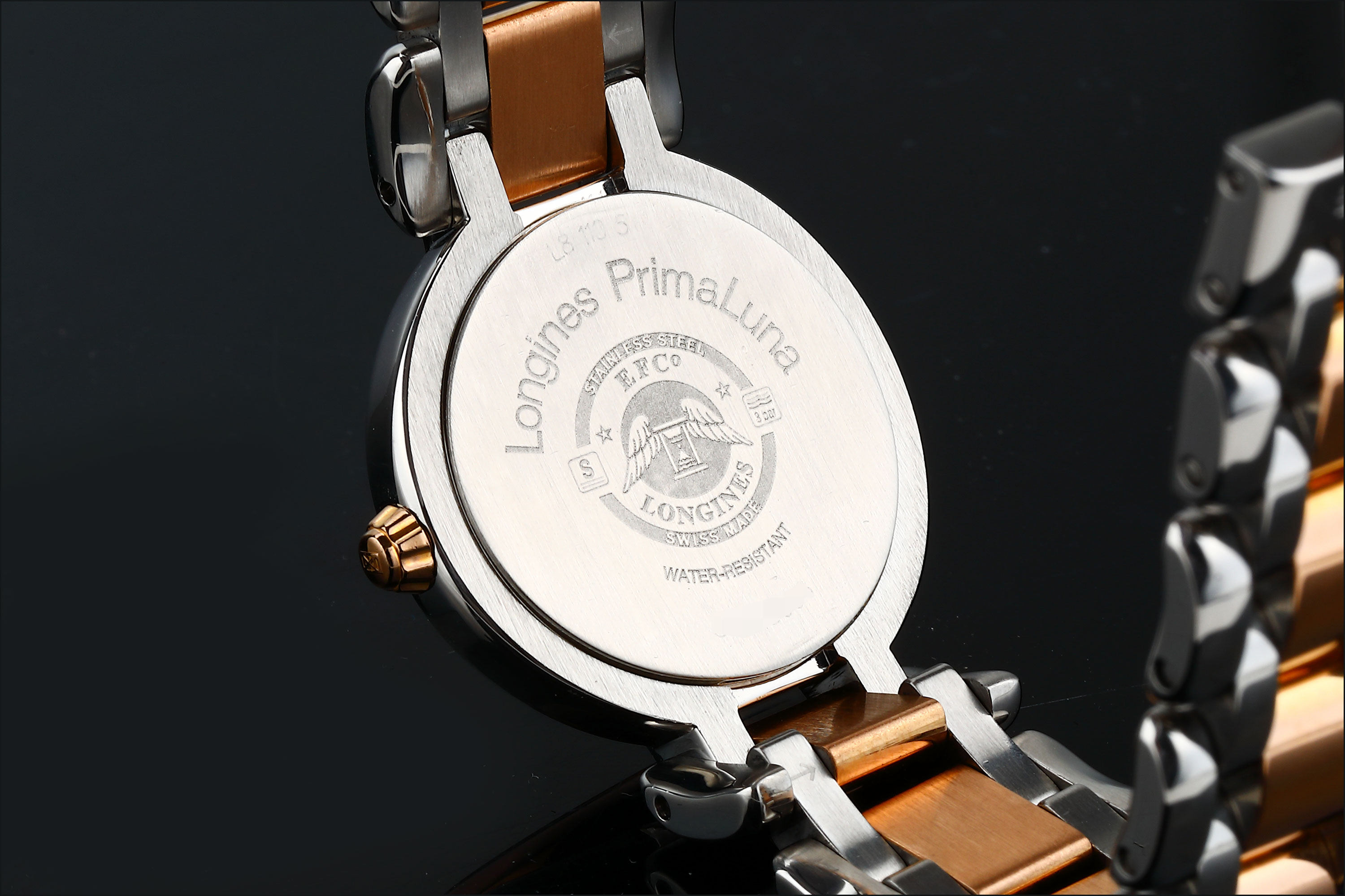 3折9.8新浪琴心月18k玫瑰金原镶时标钻石英女表l8.110.5.87.