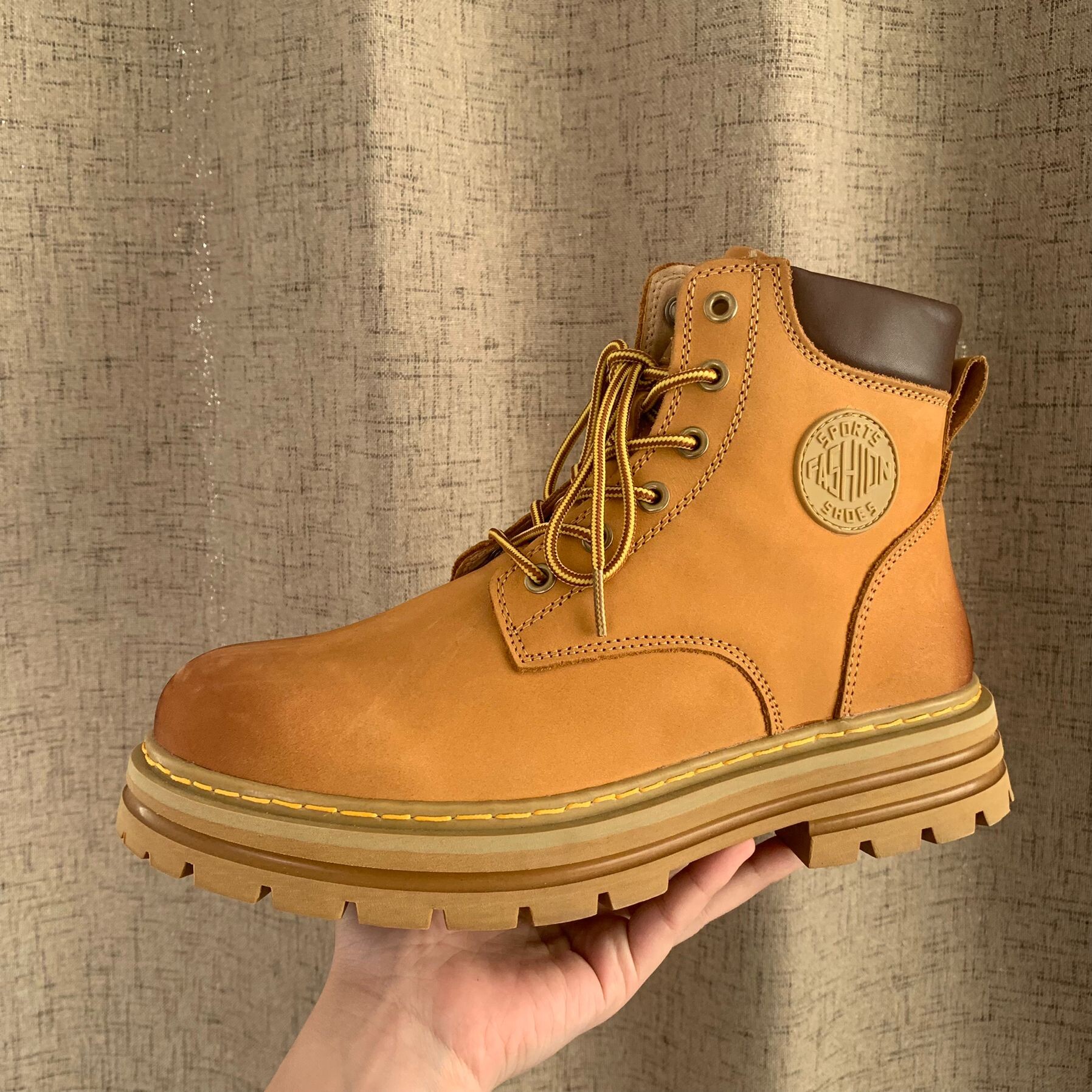 马丁靴男女款大黄靴春秋款大黄蜂厚底增高英伦风工装靴真皮靴子