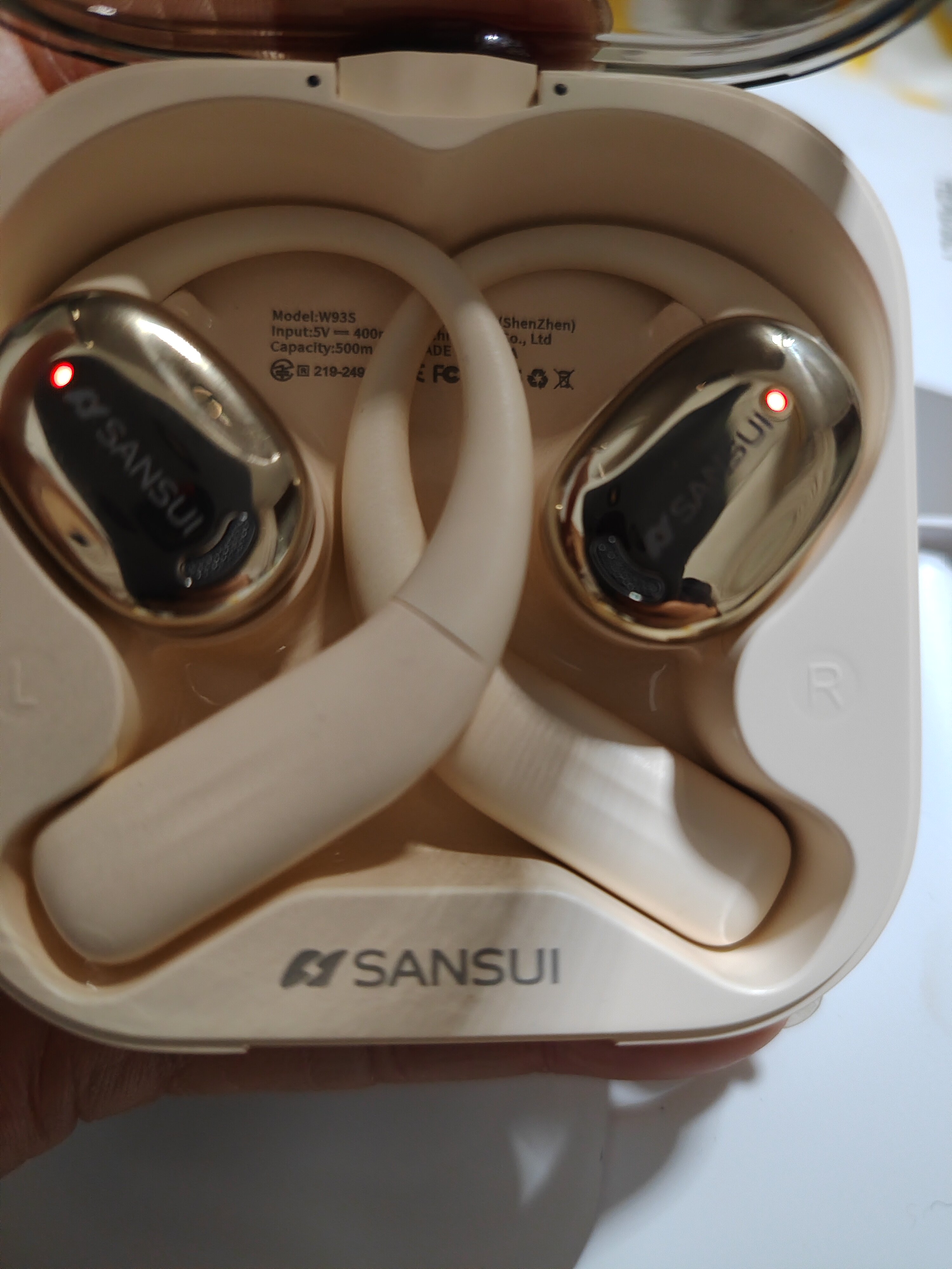 山水tw93s无线蓝牙耳机led数显挂耳式不入耳开放运动跑步专用新款