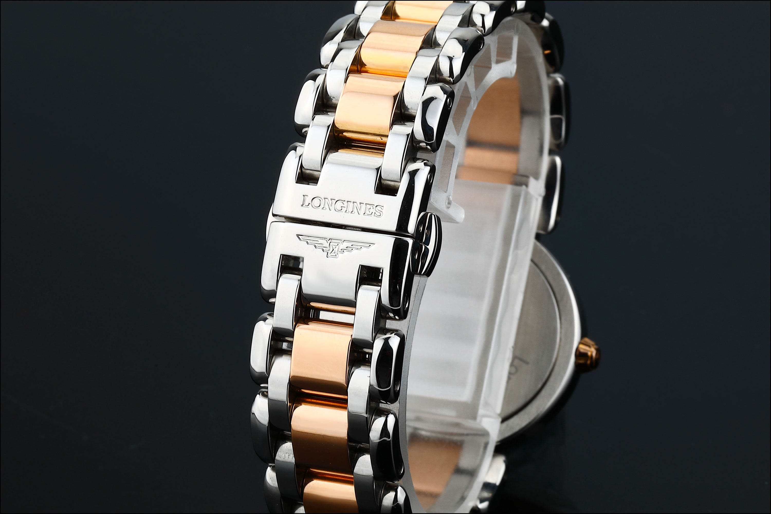 3折9.8新浪琴心月18k玫瑰金原镶时标钻石英女表l8.110.5.87.