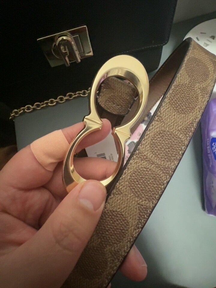 coach/蔻驰官方 奥莱款女士pvc经典标志老花腰带皮带cx061