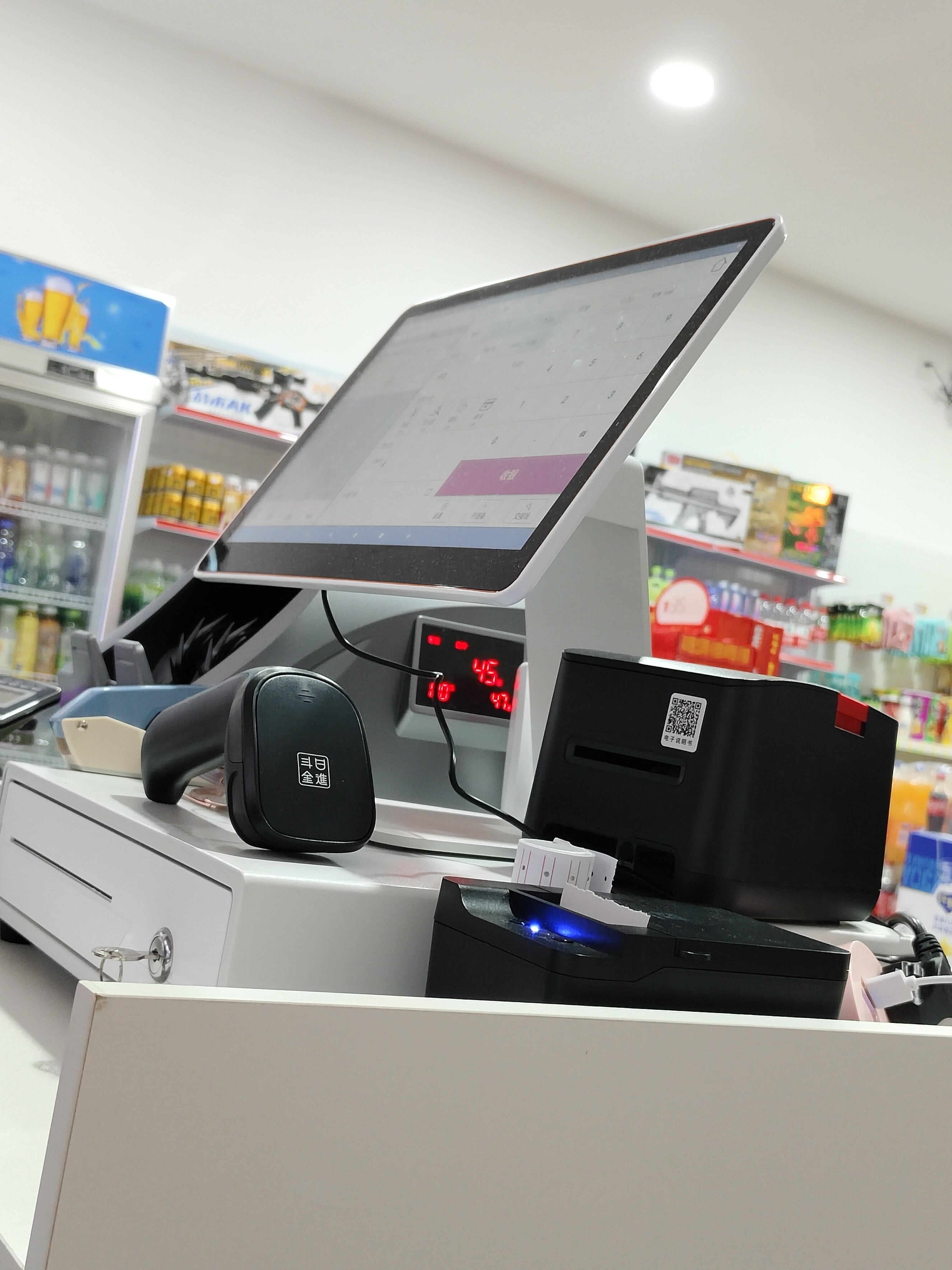 poso2o日进斗金收银机一体机超市便利店服装母婴餐饮水果称重扫码收款