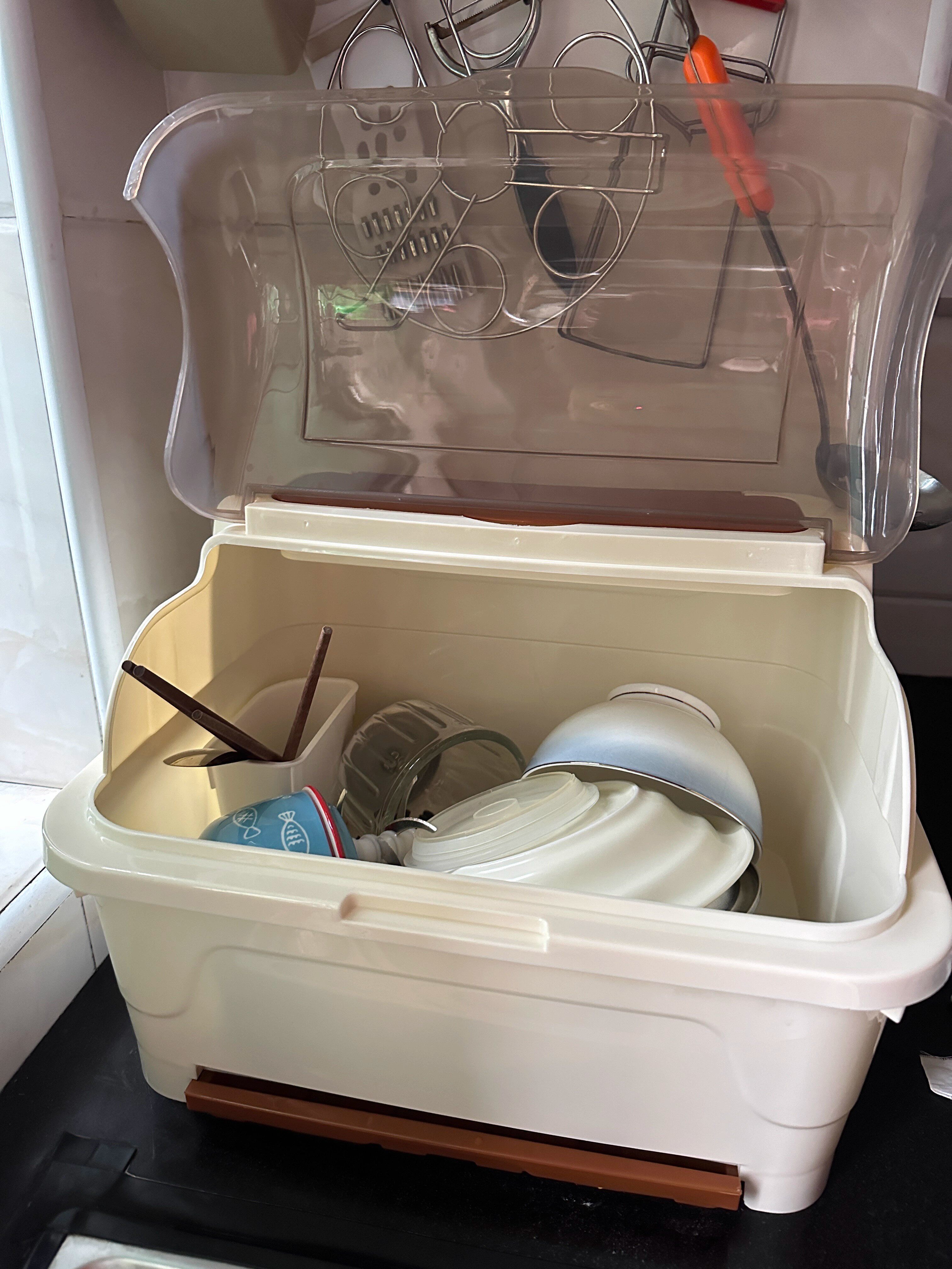 厨房沥水碗架餐具碗筷收纳盒多功能家用带盖筷子碗盘子沥水收纳架