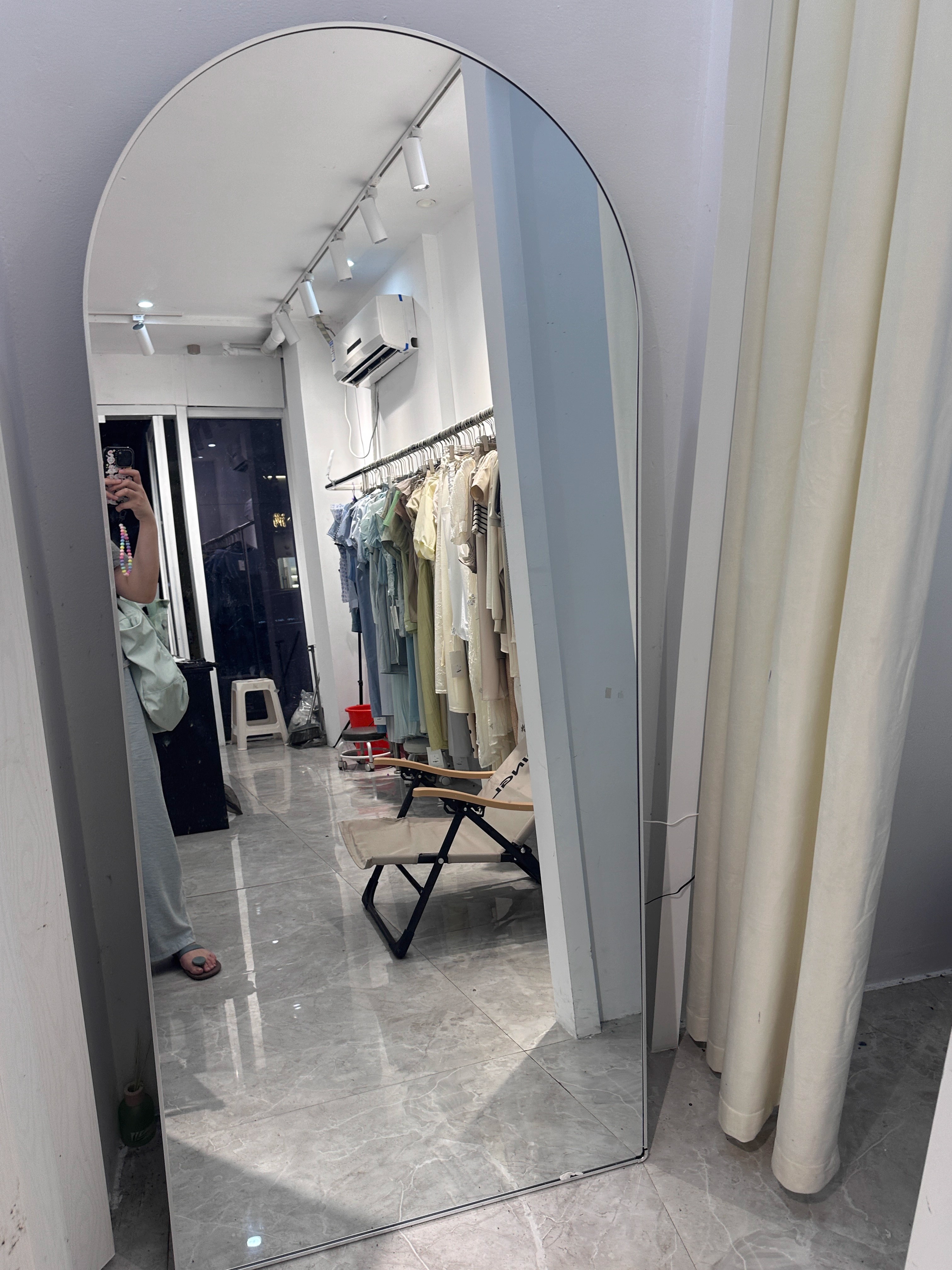 服装店试衣镜美颜显瘦落地穿衣镜全身直播家用显高美颜网红大镜子