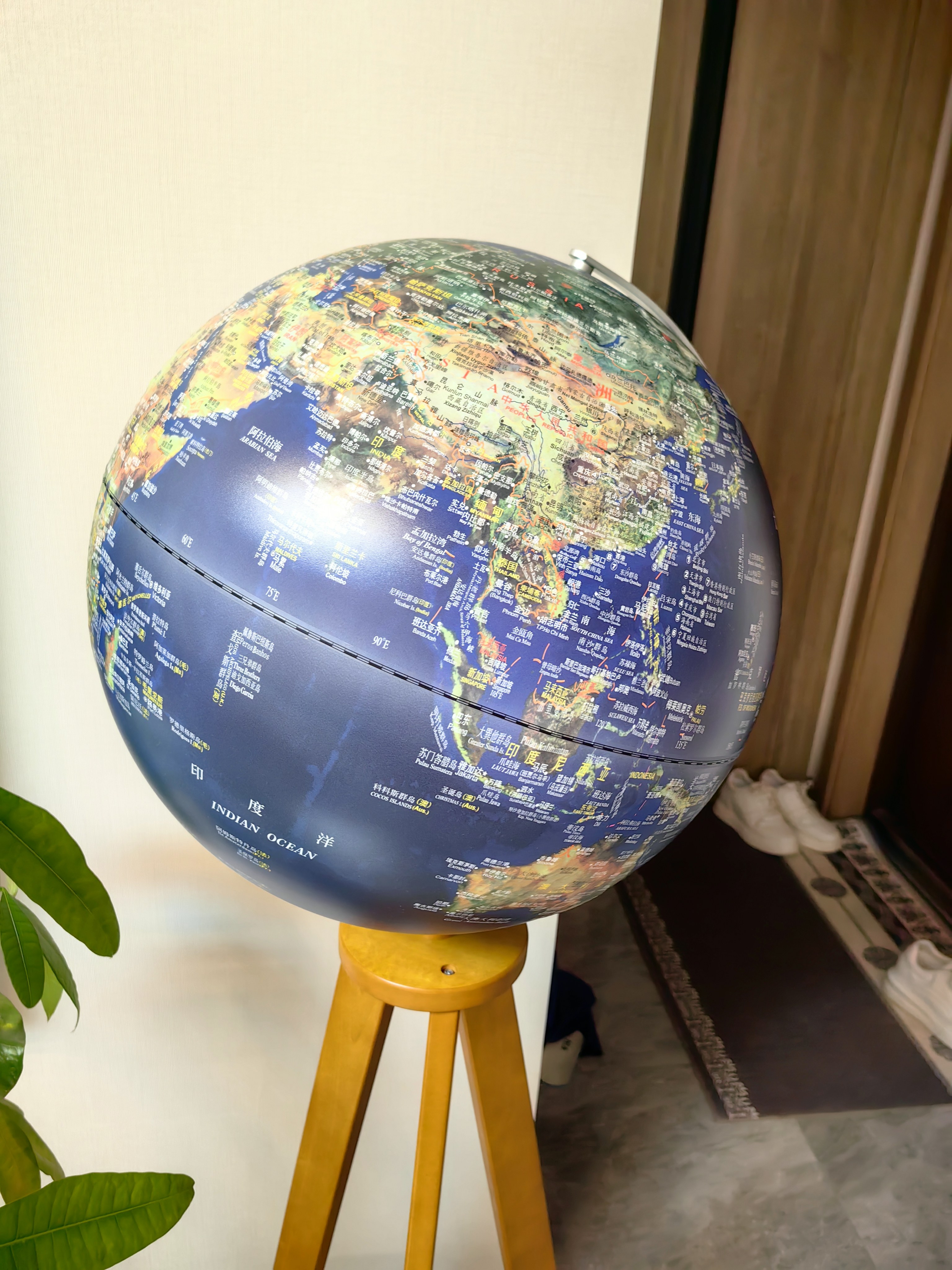 funglobe地球仪43cm落地家居摆件大号浮雕办公室客厅摆件高清高端带灯