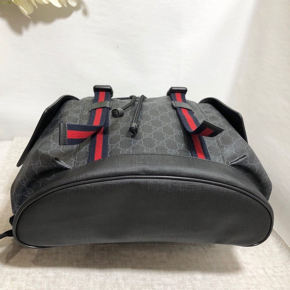 【98新】gucci古驰新款黑色双g双肩包大号男包运动登山包