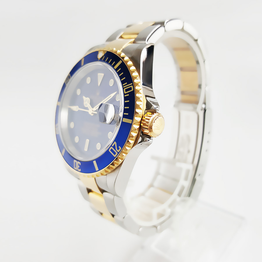 劳力士蓝水鬼手表男潜航者18k黄金精钢自动机械表16613正品9.8新