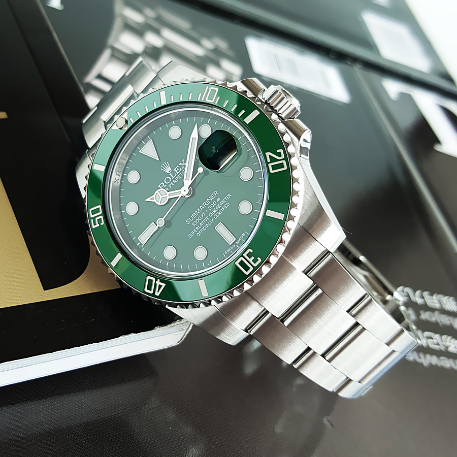劳力士绿水鬼手表男潜航者型精钢自动机械腕表116610lv正品9.8新