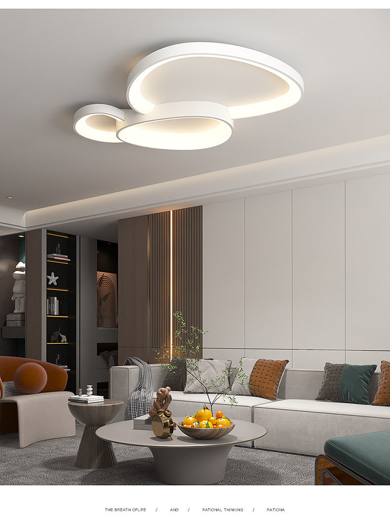 客厅灯设计感灯具现代简约大气奶油风鹅卵石大厅大灯主灯吸顶灯