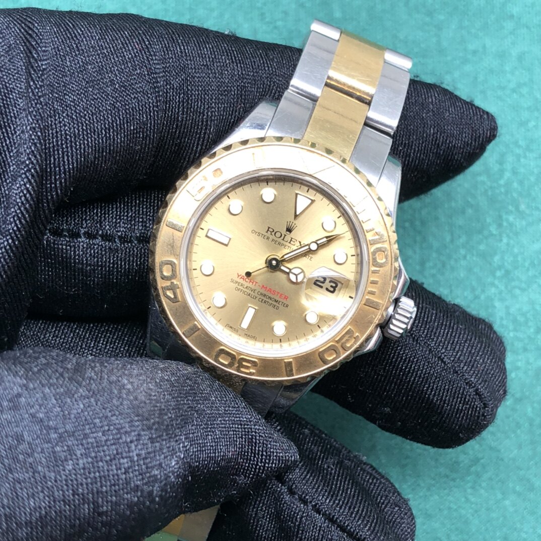 捡漏[9.5新]劳力士游艇名仕型精钢18k黄金自动机械女表169623正品