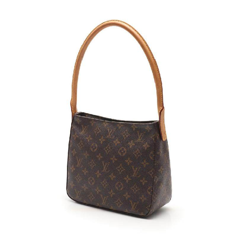 [9.0新]路易威登lv女士loopingmm老花肩包pvc真皮茶色526239