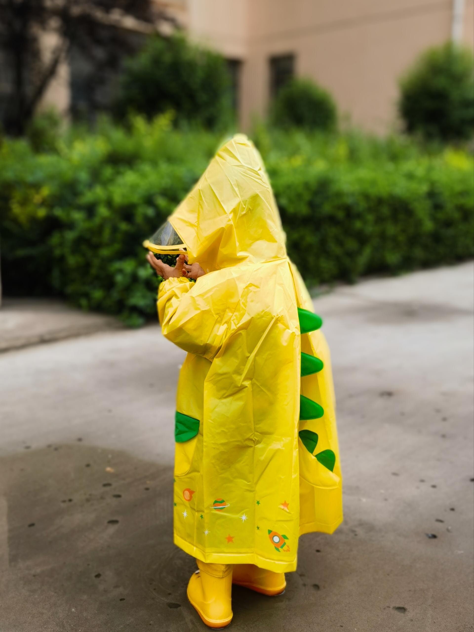 儿童雨衣男童男孩黄色恐龙宝宝幼儿园小孩加长雨披6岁可爱轻便三5