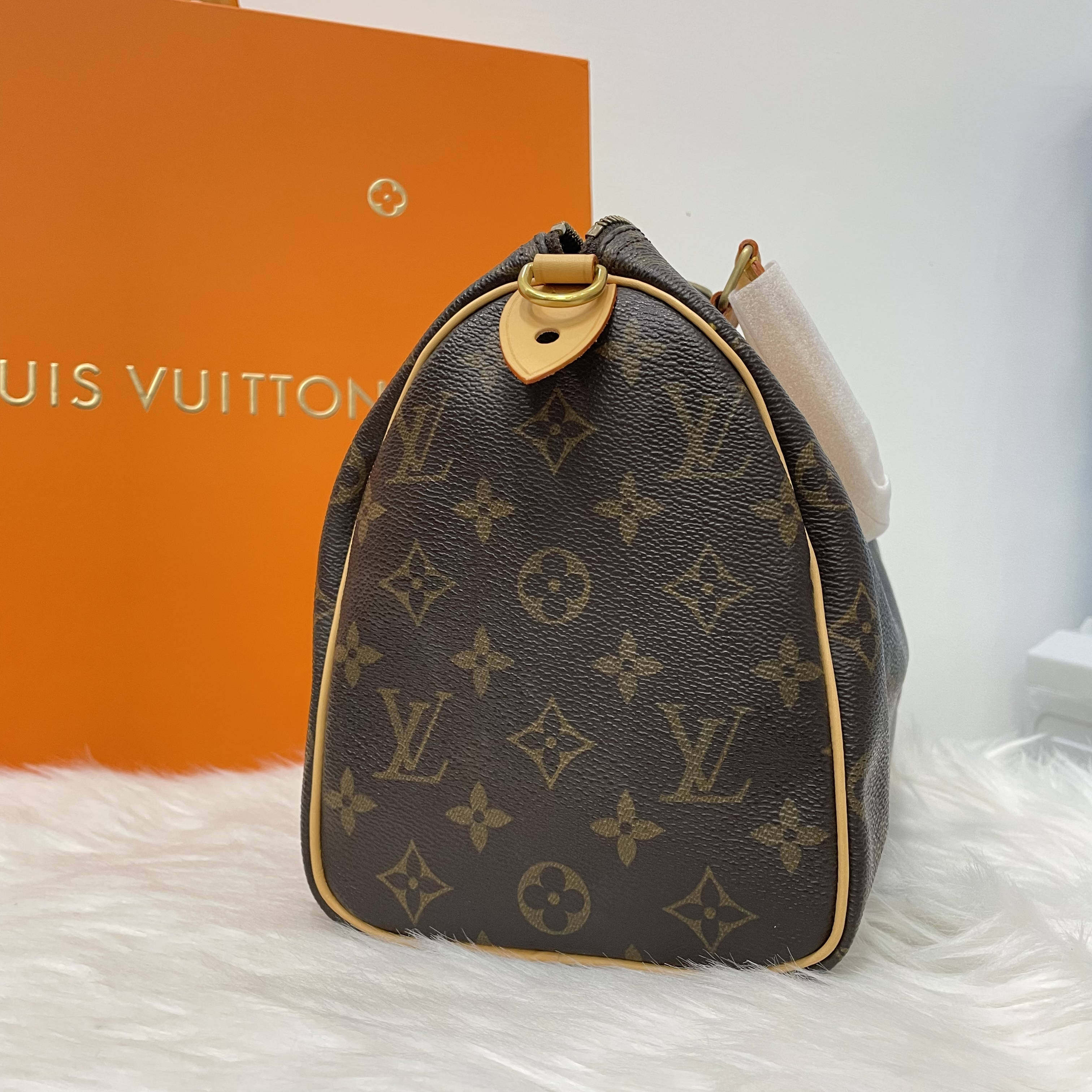 无保留价[9.5新]lv/路易威登老花speedy 25斜挎包包正品公价14400