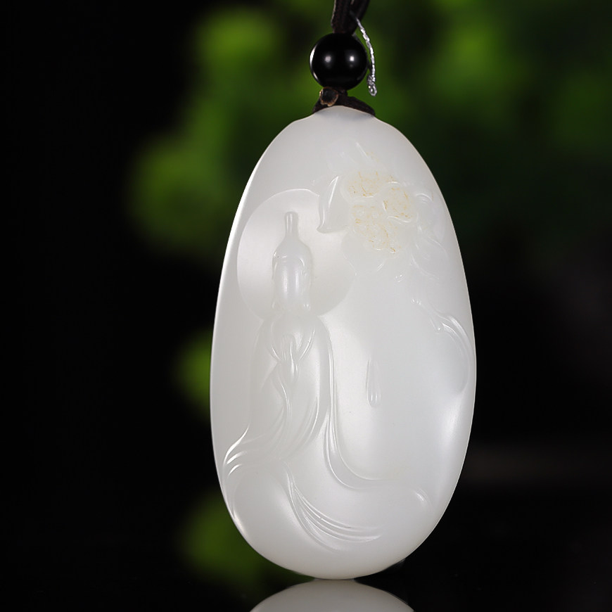 海派玉雕大师叶清作品新疆和田玉籽料巧雕莲花无相佛玉挂件31克g7