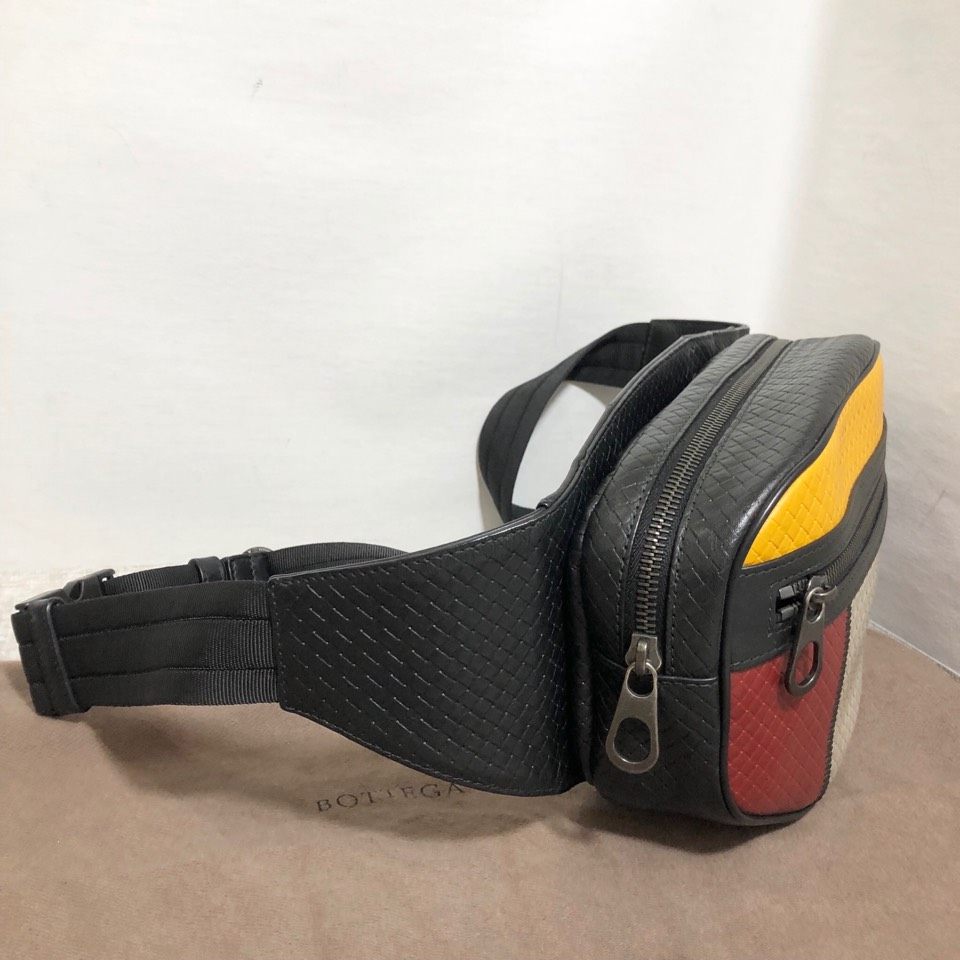 [9.5新]bv牛皮撞色热门腰包男士胸包休息背包