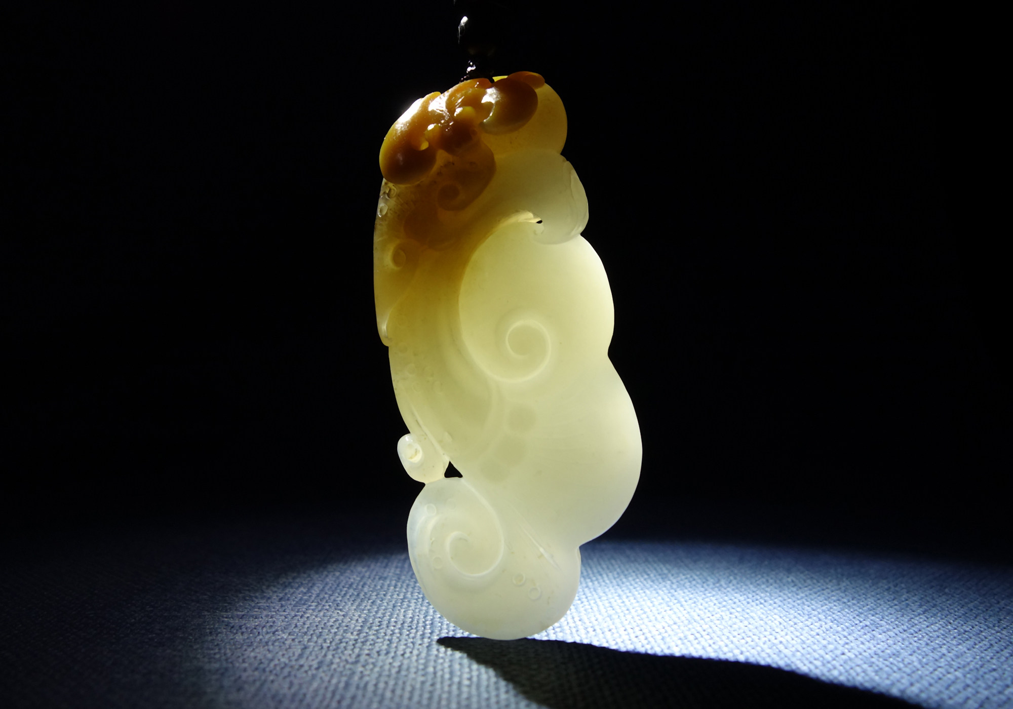 免保省级大师王亚磊和田玉白玉糖玉福灵如意蝙蝠如意挂件35.41g