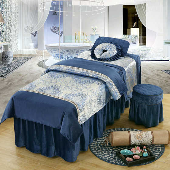 High -end beauty bed cover four -piece simple European -style small luxury massage physiotherapy massage bed cover beauty salon bed cover cover High -end beauty bed cover four -piece simple European -style small luxury massage physiotherapy massage bed cover beauty salon bed cover cover