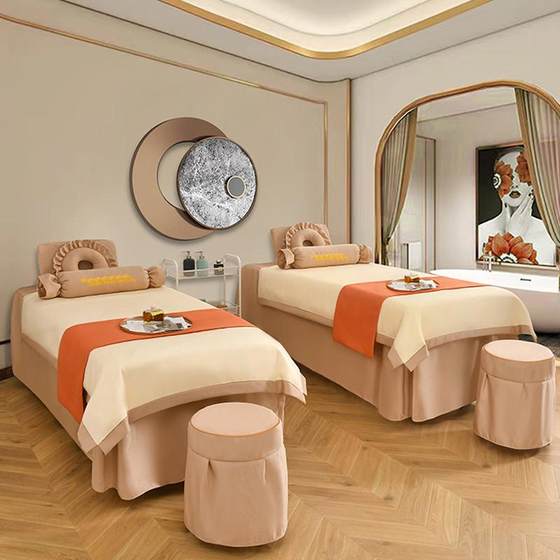 Beauty bed cover four -piece high -grade light luxury beauty salon massage head therapy ear bed bed cover four seasons can be customized Beauty bed cover four -piece high -grade light luxury beauty salon massage head therapy ear bed bed cover four seasons can be customized