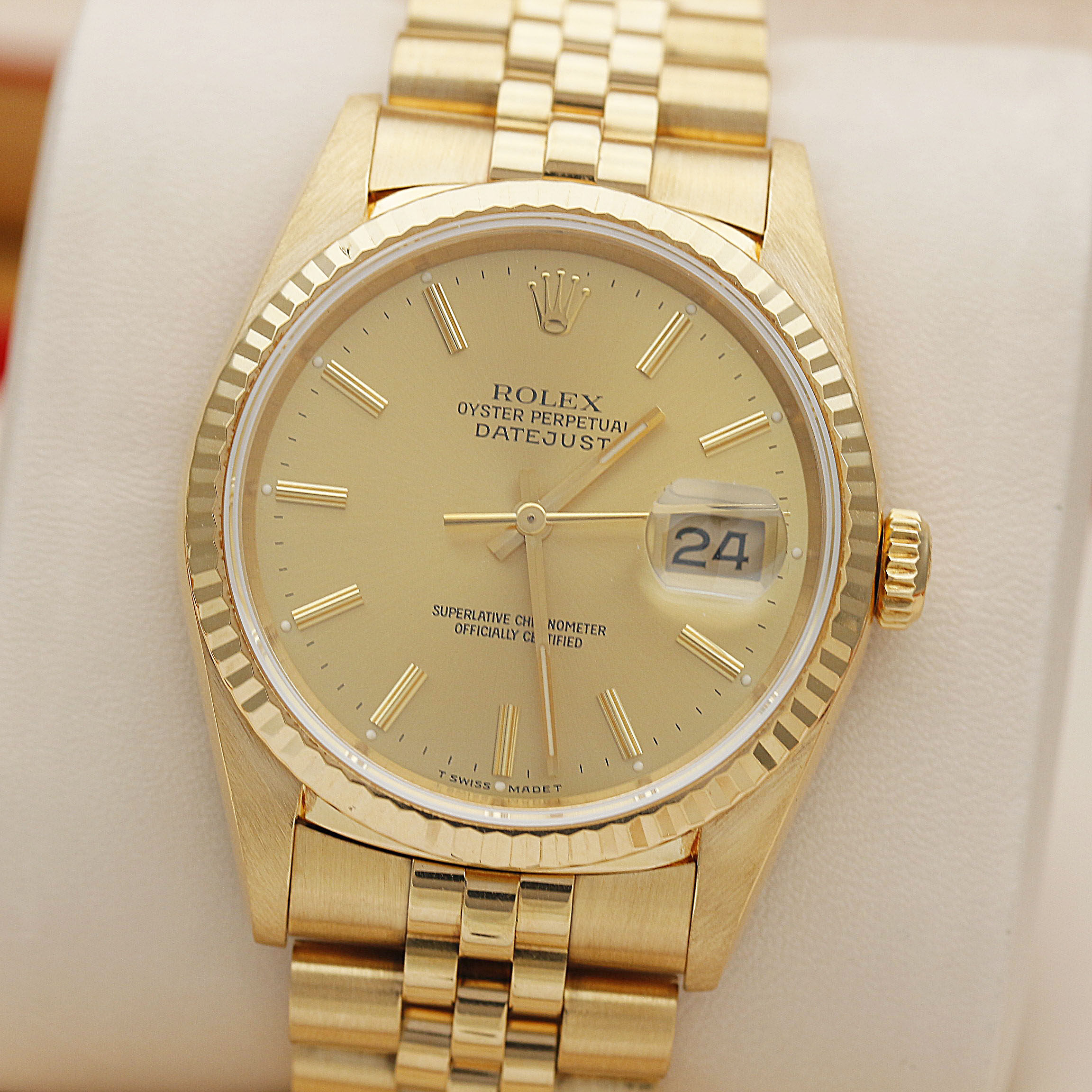 正品捡漏[9.8新]劳力士日志型18k黄金16238自动机械手表男表36mm