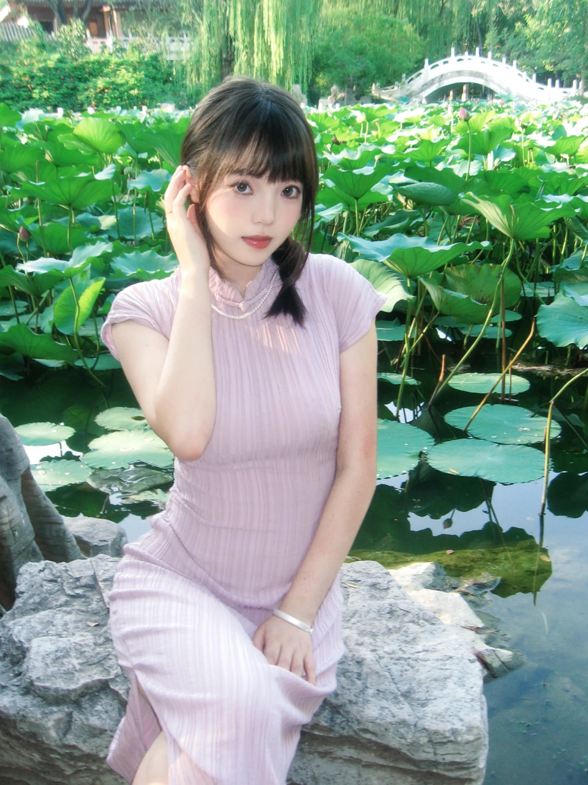 新中式绝美改良旗袍厅里厅气超好看国风粉色连衣裙2024新款女夏季