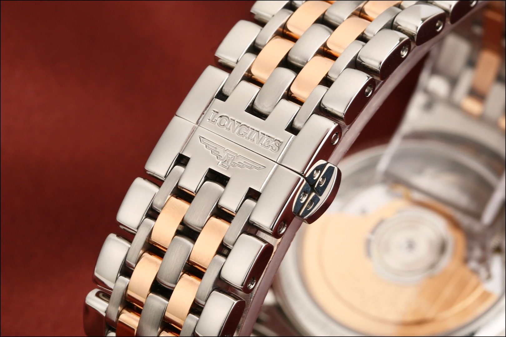 8新]浪琴博雅系列18k玫瑰金精钢自动机械男手表l4.809.5.77.