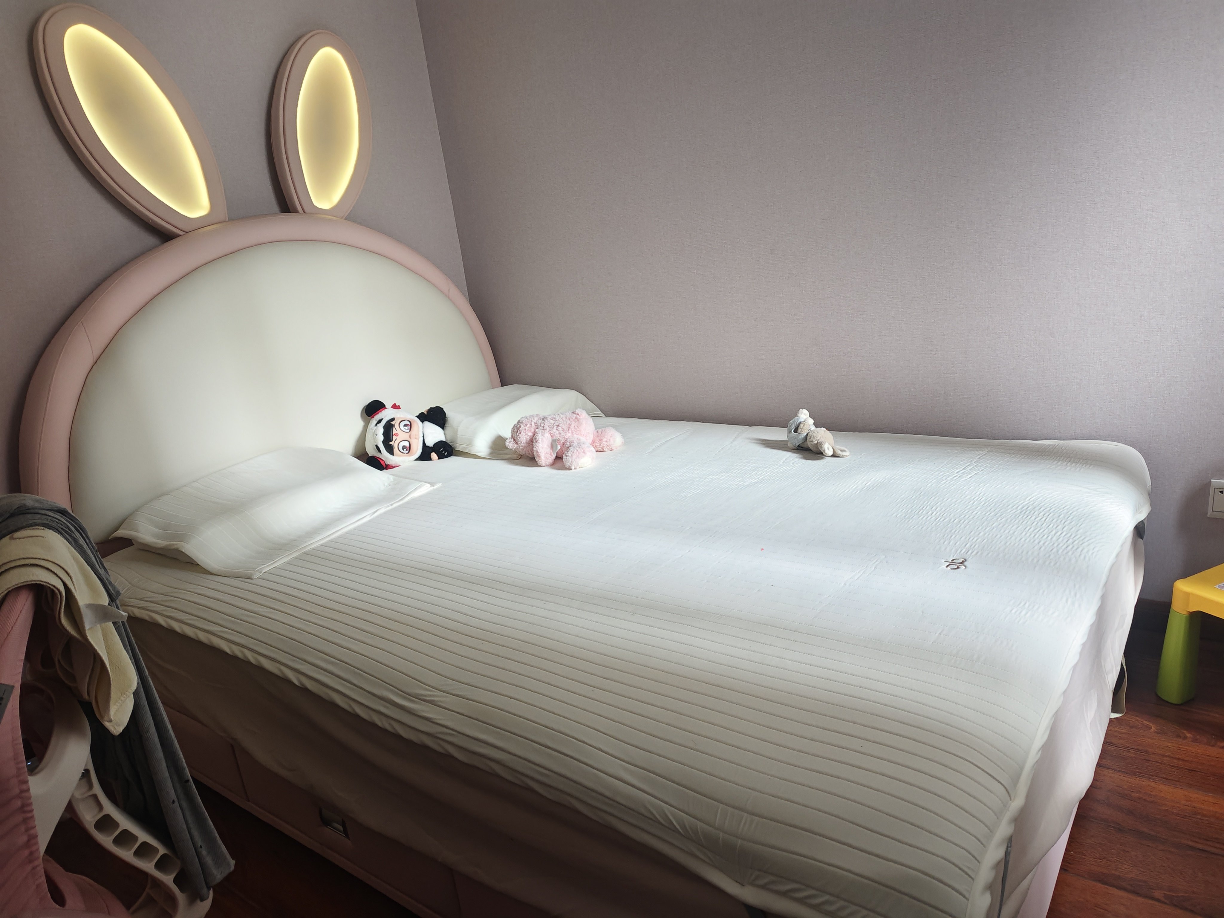 5米女孩公主单人床卡通创意兔子真皮床带储物