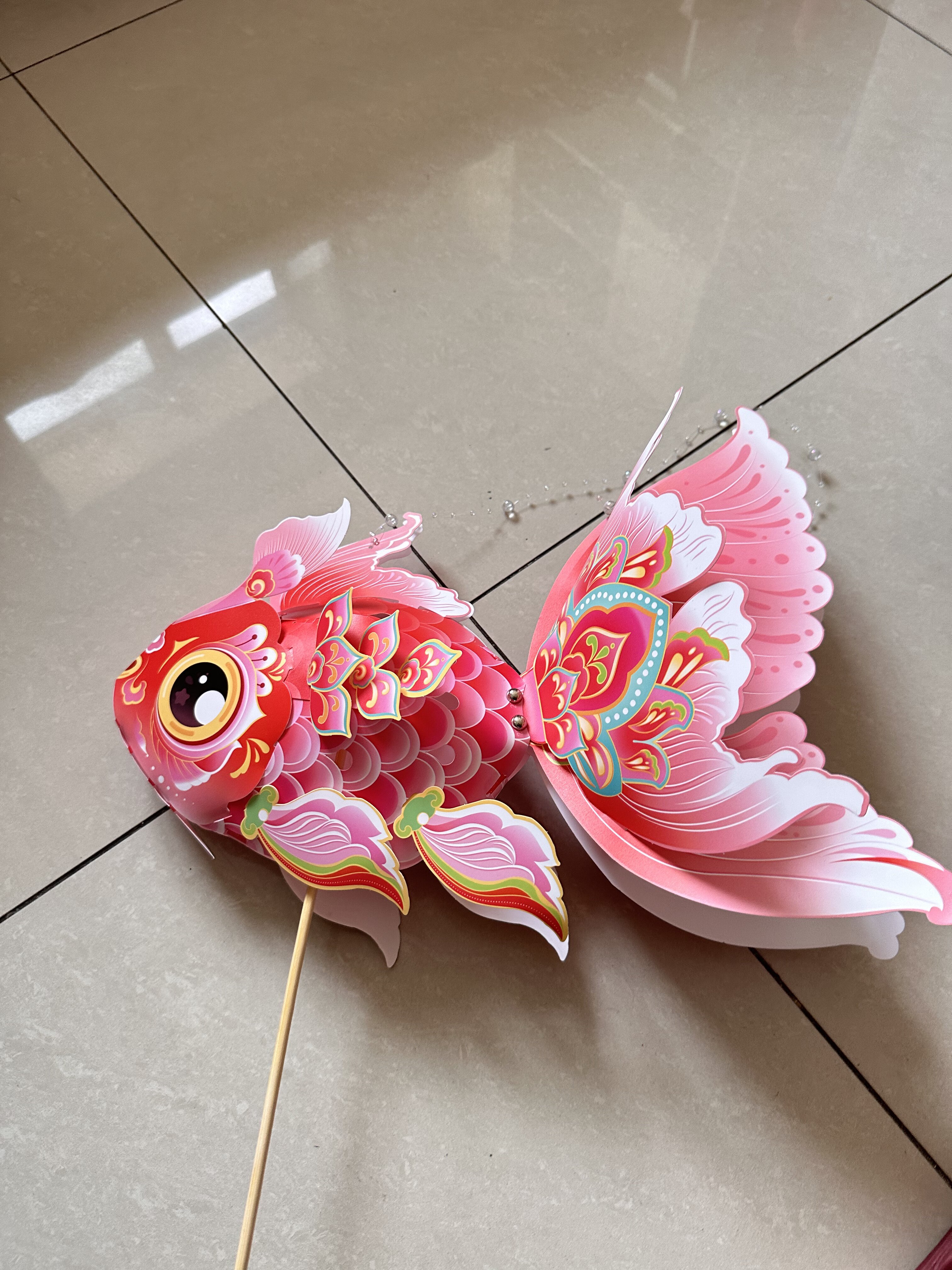 新年非遗玲珑鱼灯手工diy元旦儿童手提花灯古风锦鲤金鱼灯笼春节
