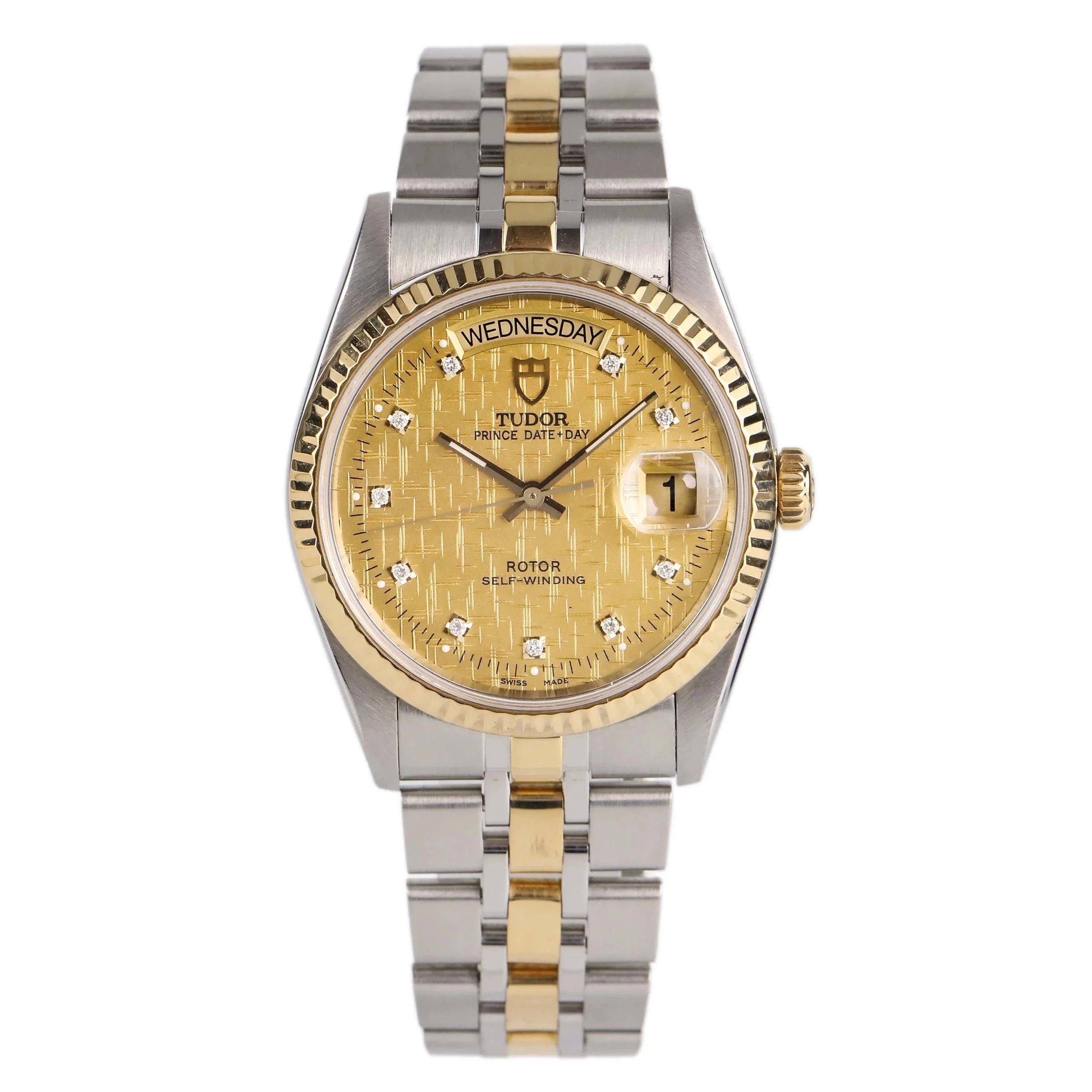 热卖款[98新]帝舵王子系列18k黄金原镶钻自动机械男表m76213-0011