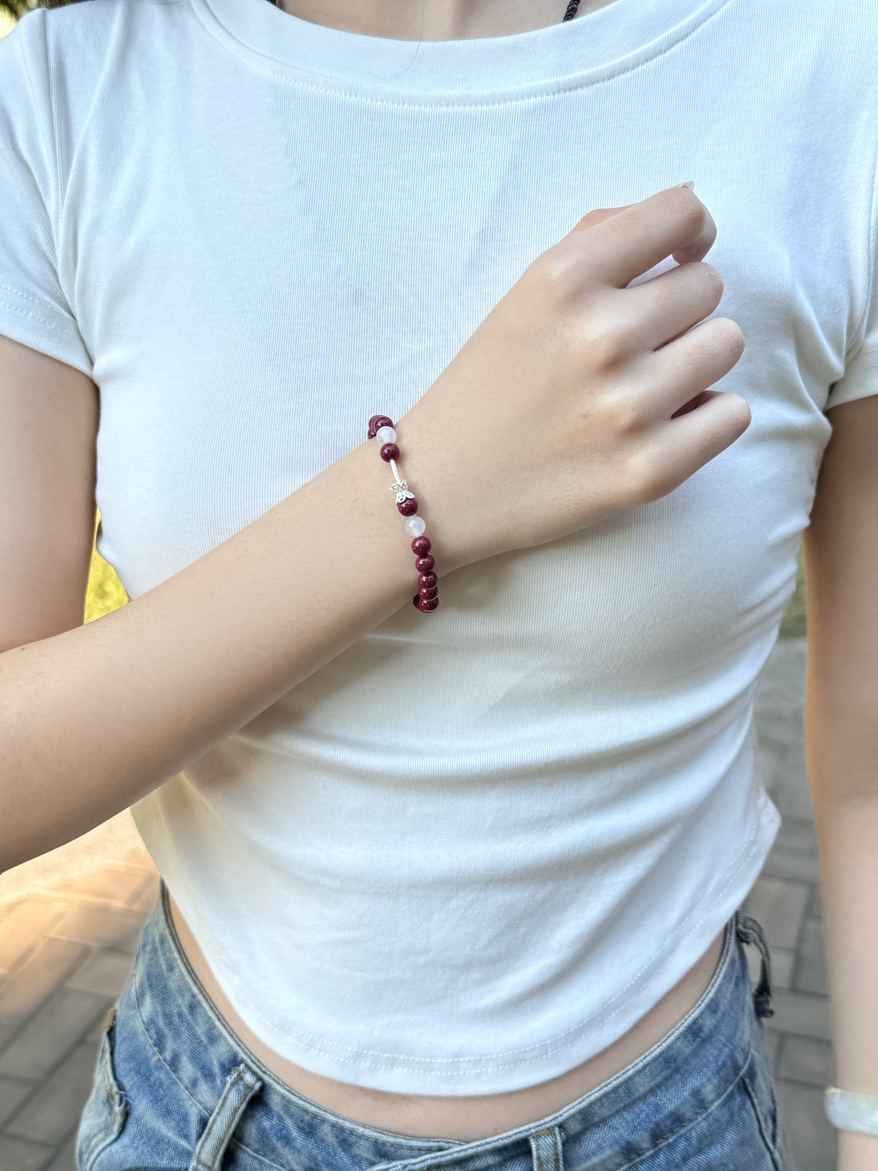 点绛唇为晚天然朱砂手链纯银女款中式国风转运珠手串小众礼物