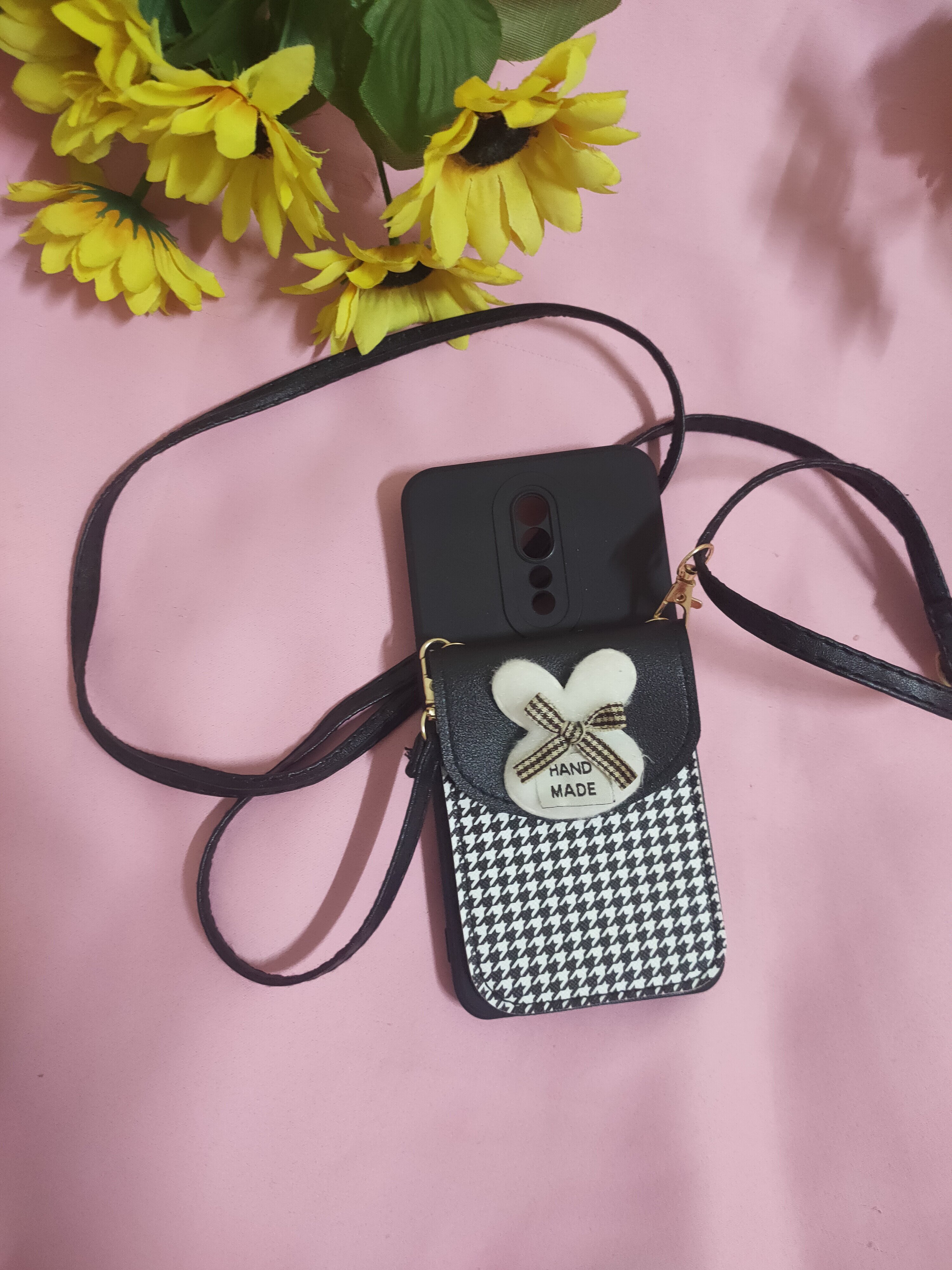 千鸟格兔子零钱卡包适用opporeno9手机壳reno8pro斜挎reno7pro新款