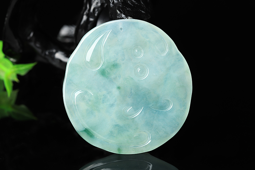 源头好货四会拍卖天然翡翠a货老坑冰糯种观音吊坠24.68克一元拍卖