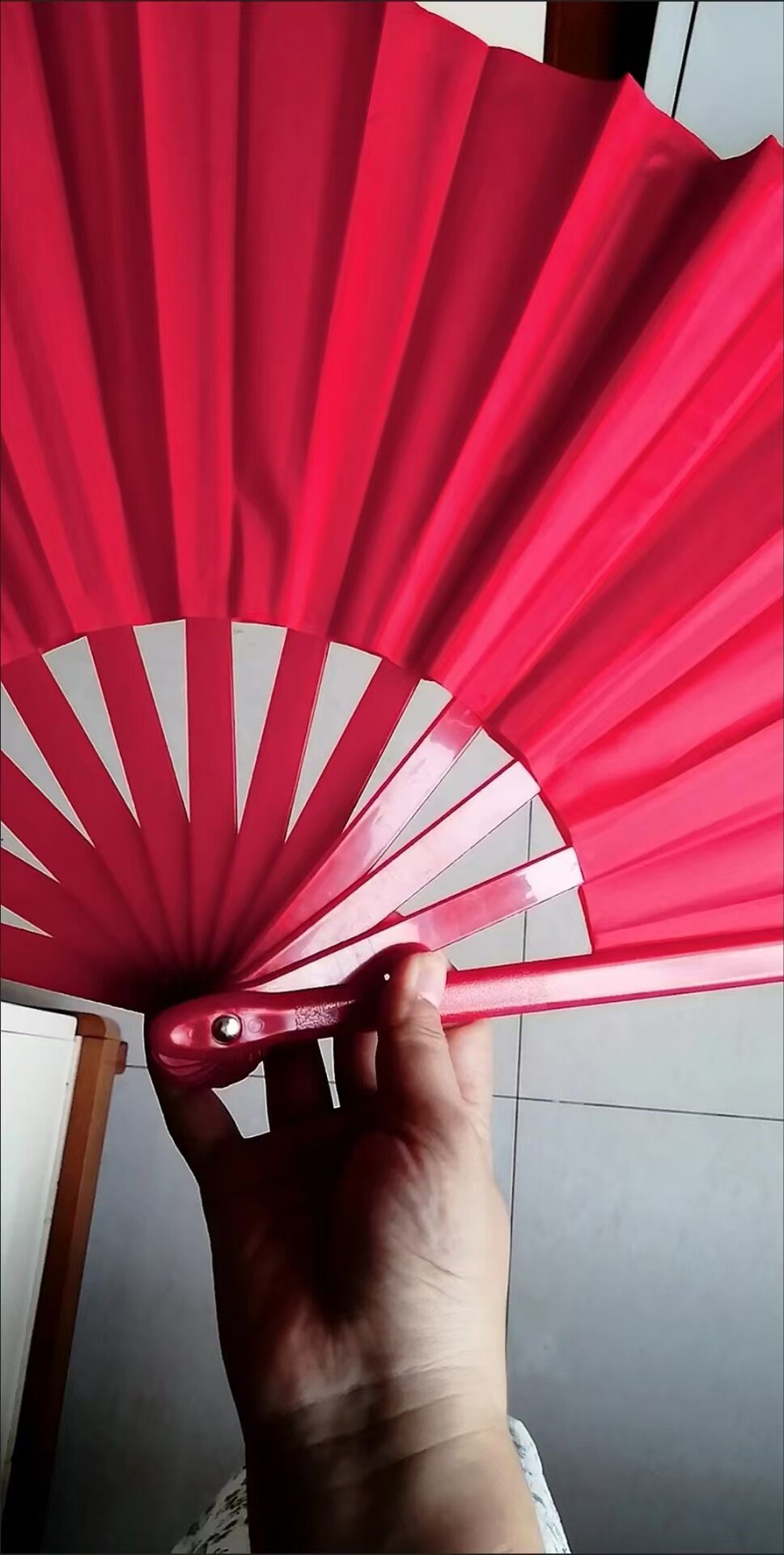 太极扇功夫扇子竹骨响扇红色中国风练功武术扇表演双面扇折扇