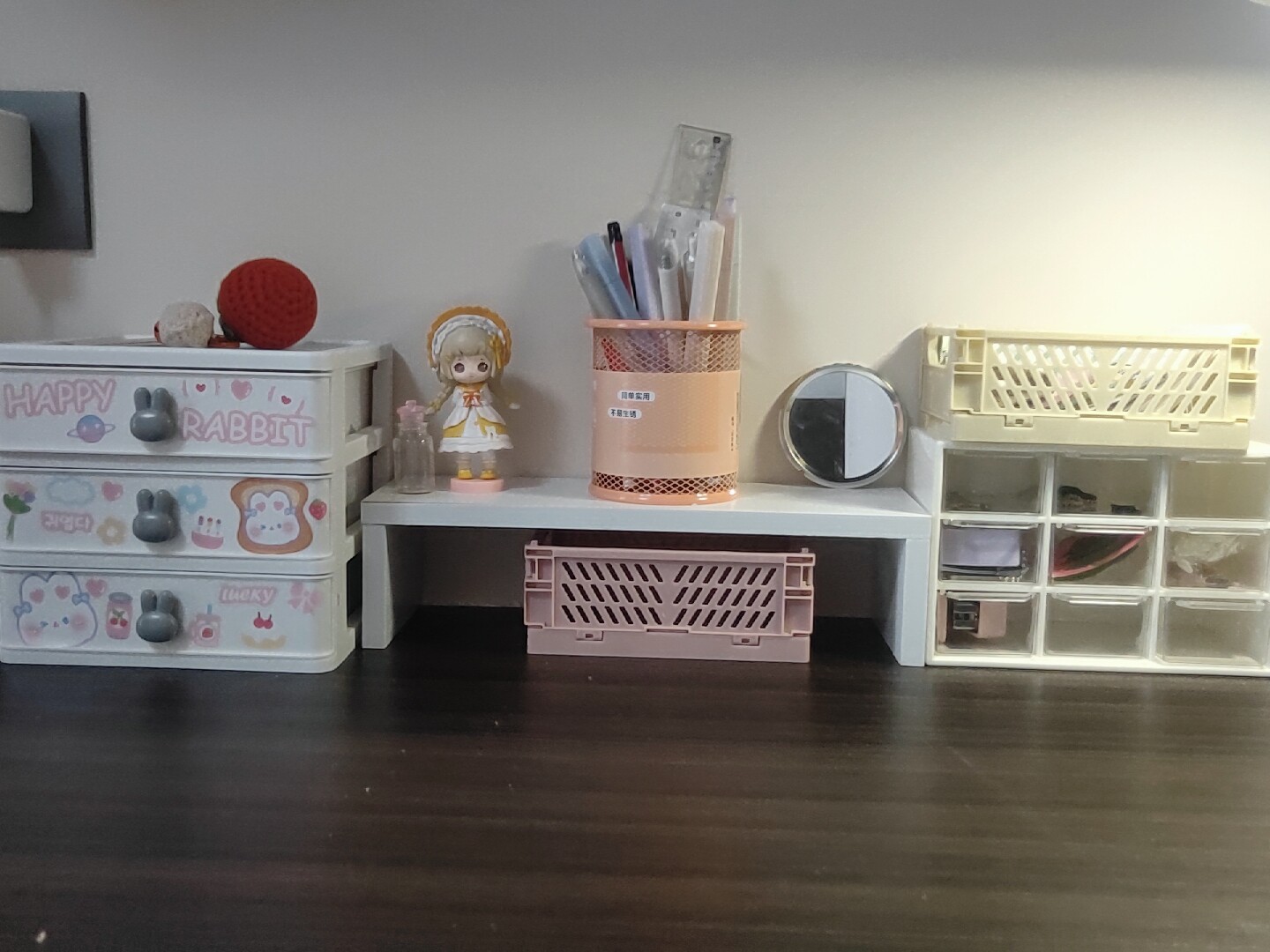 ins九宫格防尘抽屉式收纳盒 文具首饰手账桌面迷你少女心收纳柜子