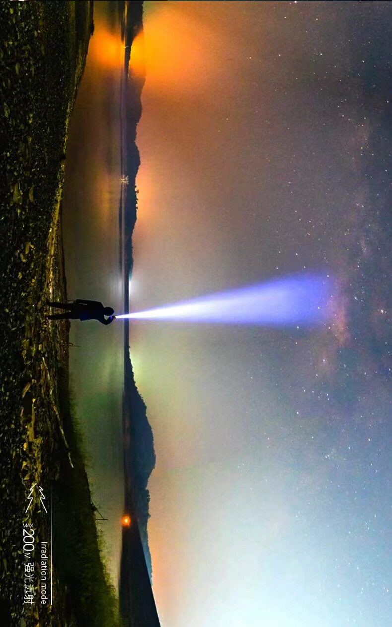 高档led强光手电筒usb充电迷你便携式超亮家用远射户外耐用照明灯