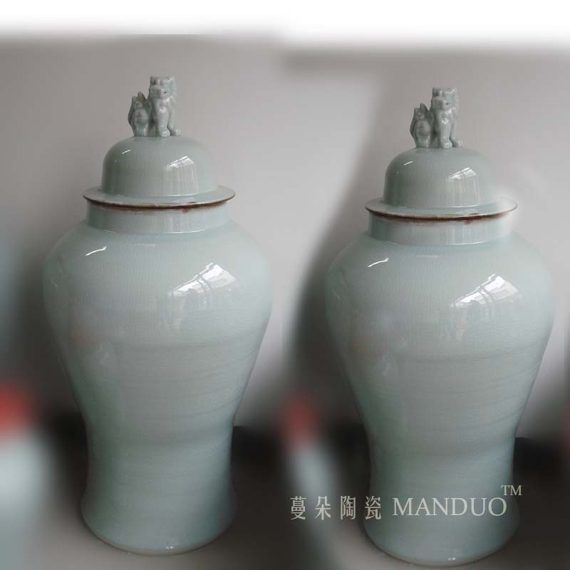 Antique porcelain jingdezhen crack commander - in - devoted to general colorless white crack large porcelain cover pot 90 high