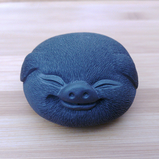 摆件 正品 一把土 蒋菊芳 宜兴紫砂茶宠摆件茶道茶玩拉毛扁猪头手把件