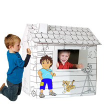 Childrens dollhouse baby cardboard house boys hut model tent DIY carton assembly coloring Castle