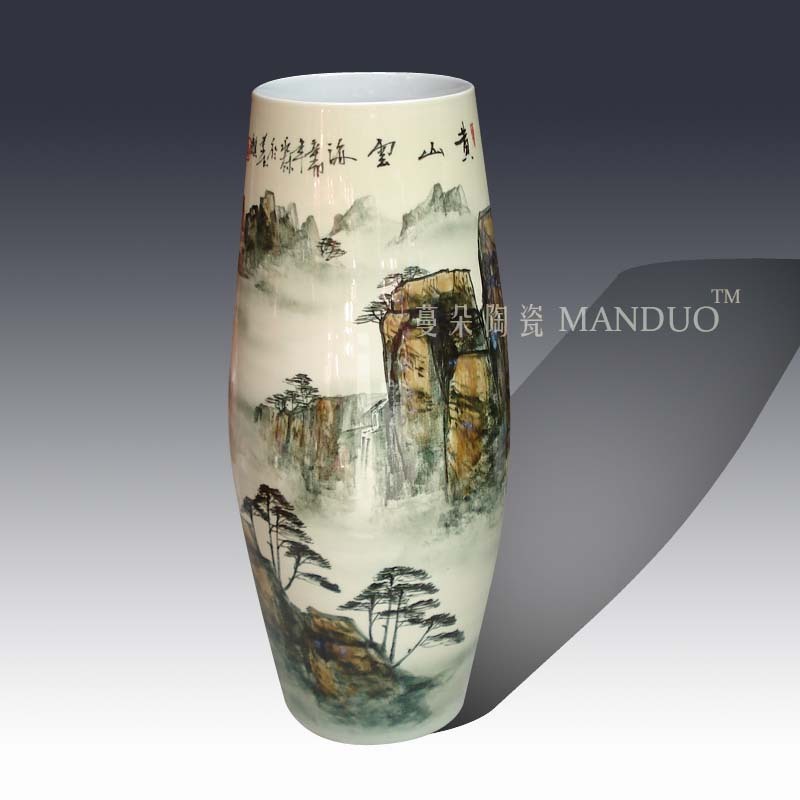 Jingdezhen hand - made of hand - made decorative furnishings vase anhui huangshan huangshan smoke artistic conception mesa decorative vase