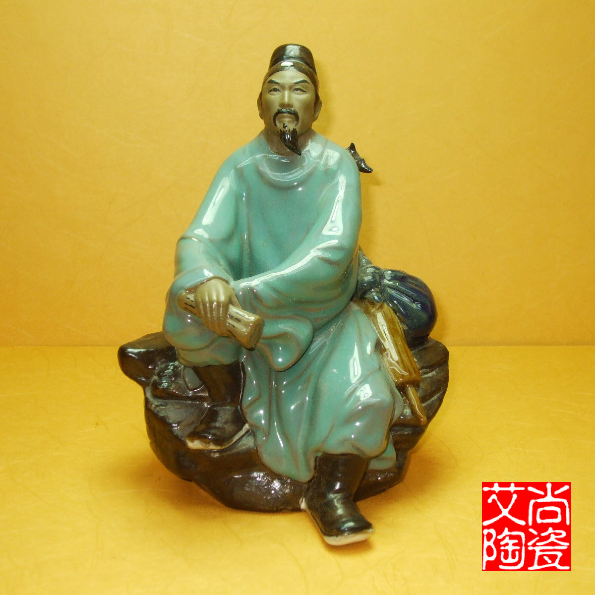 雕塑瓷人物杜甫像 当代工艺品摆件人像礼品陶瓷器家居装饰品客厅_7折