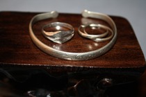 Old Germany silver bracelet ring earrings three-piece set jewelry old bank set jewelry set price Special 2#