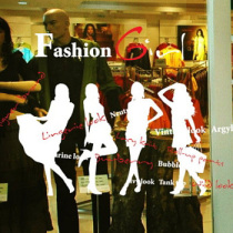 Shopping girl shopping wall sticker Glass sticker Window promotion shop store wall sticker