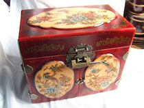 Lockable three-draw antique box nostalgic jewelry box antique jewelry box antique drawer leather box (without lock)
