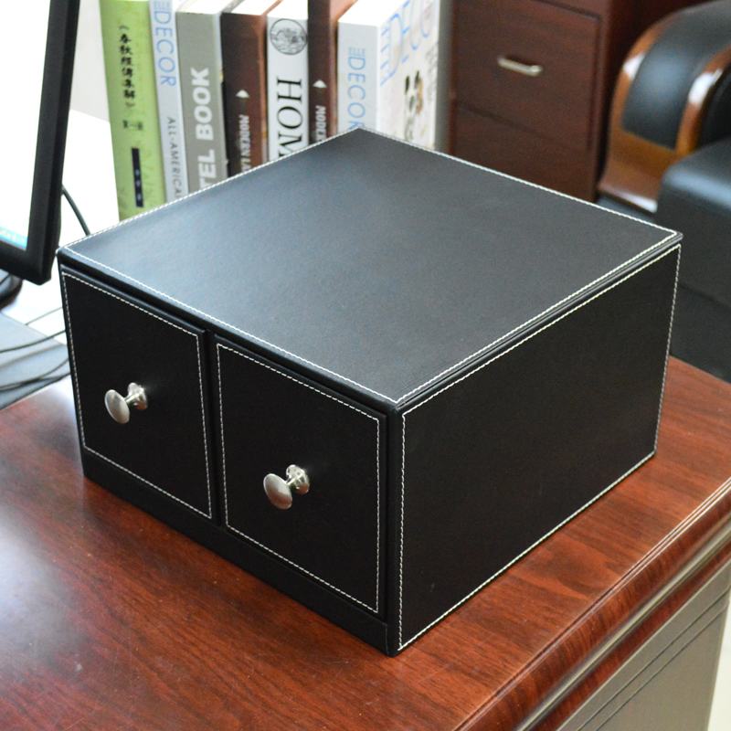 Mei Shang Creative leather storage box CD box Desktop storage box Miscellaneous items sorting chest of drawer office