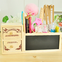 Crown shop European pattern creative pastoral cute bedside wooden pen holder small blackboard jewelry storage box
