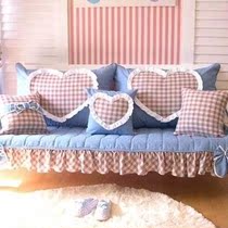 Korean imported home mc2218 blue classic wavy edge bow sofa large cushion Large cushion