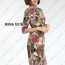 Seven-point sleeve New late autumn Fang real velvet fashion improvement medium long sleeve cheongsam skirt Tang suit spring