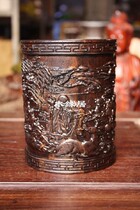 Vietnamese Black Sandalwood Old Sushi Fine Sculpture Handicraft Pen Holder
