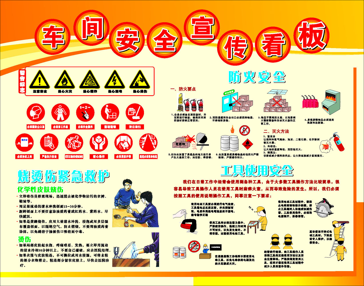 646海报印制海报展板素材933车间安全生产宣传看板烧烫伤紧急救护